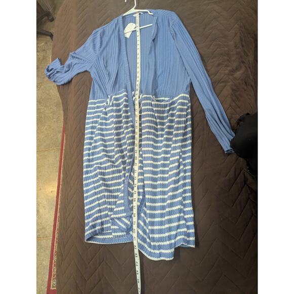 Super soft duster cardigan w/blue & white stripes w/pockets size XL Culture Club - Picture 8 of 9